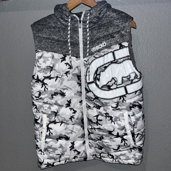 ECKO UNLIMITED. Logo Hooded Puffer Vest - Streetwear Skater  EUC - Men's Small - Picture 1 of 10